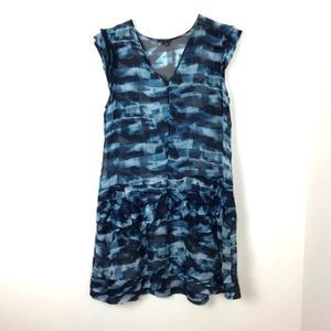 THEORY Silk Ruffle Hem Dress Tie Waist.
